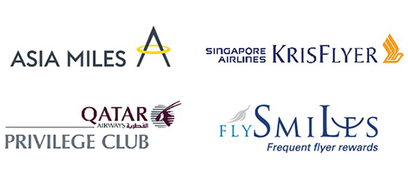 Asia Miles, Krisflyer, Privilege Club and FlySmiles logos